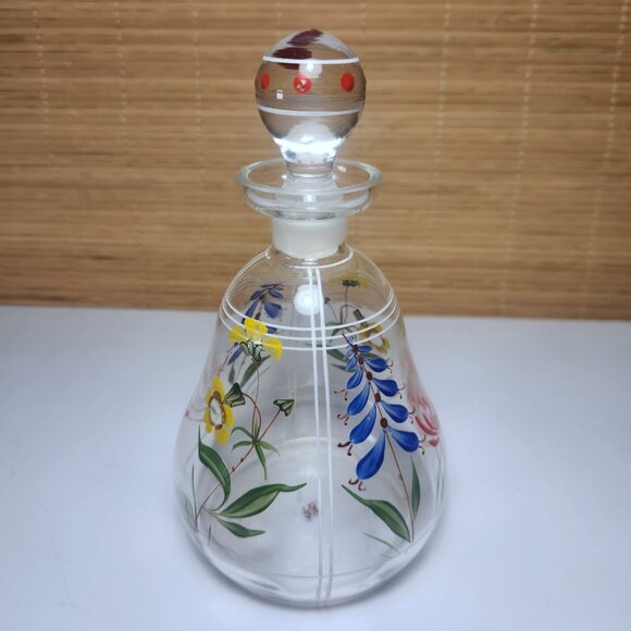 Hand Painted Decanter Crystal Glass Victorian Edwardian Bristol Glass - Picture 6 of 10